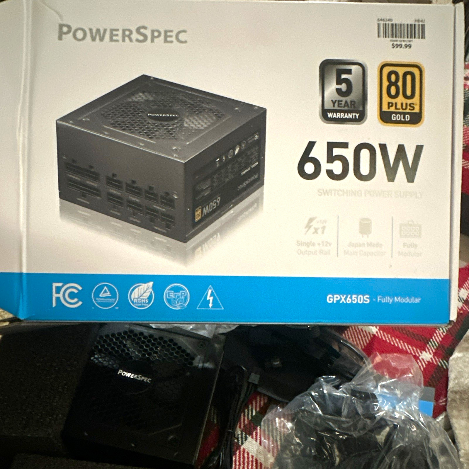 PowerSpec GPX650S 650W 80 PLUS Gold Fully Modular ATX Power Supply PSU