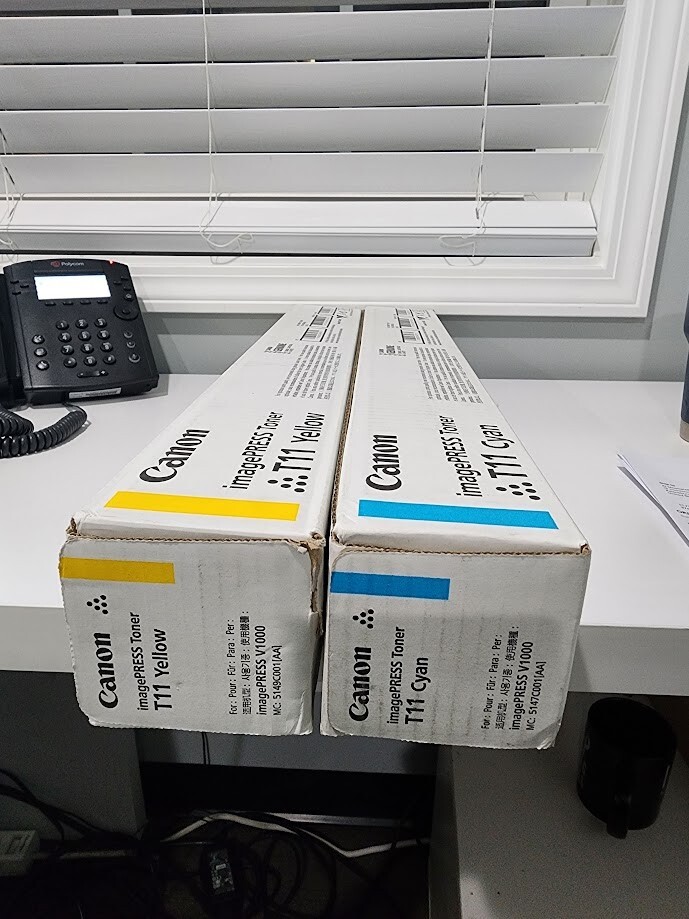 Canon T11 Cyan, Yellow Toner Imagepress V1000 Lot of 2