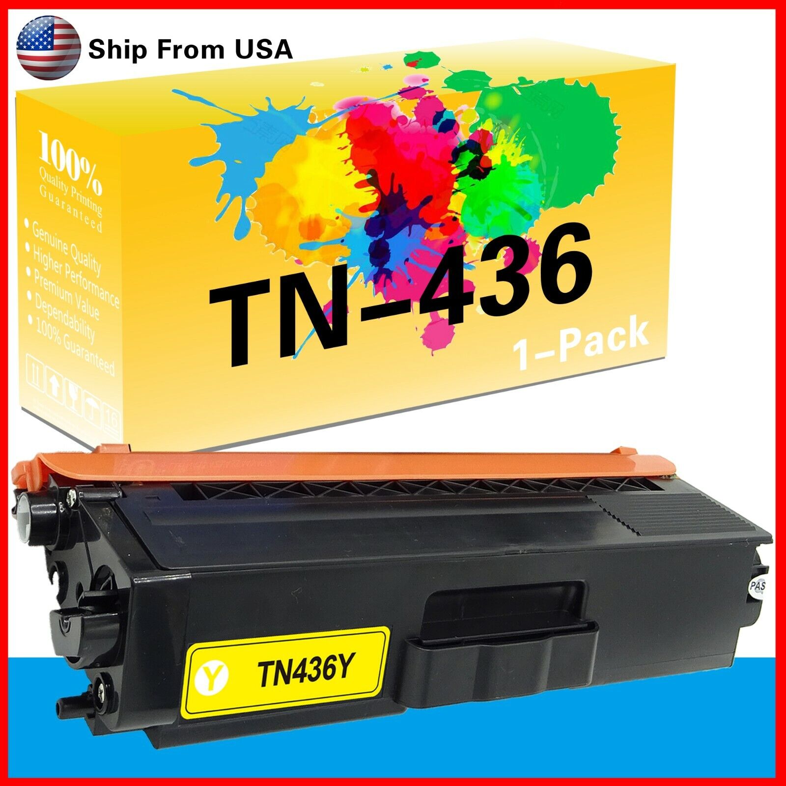 1PK TN436 TN-436 Yellow Toner Cartridge for HL-L8360CDW