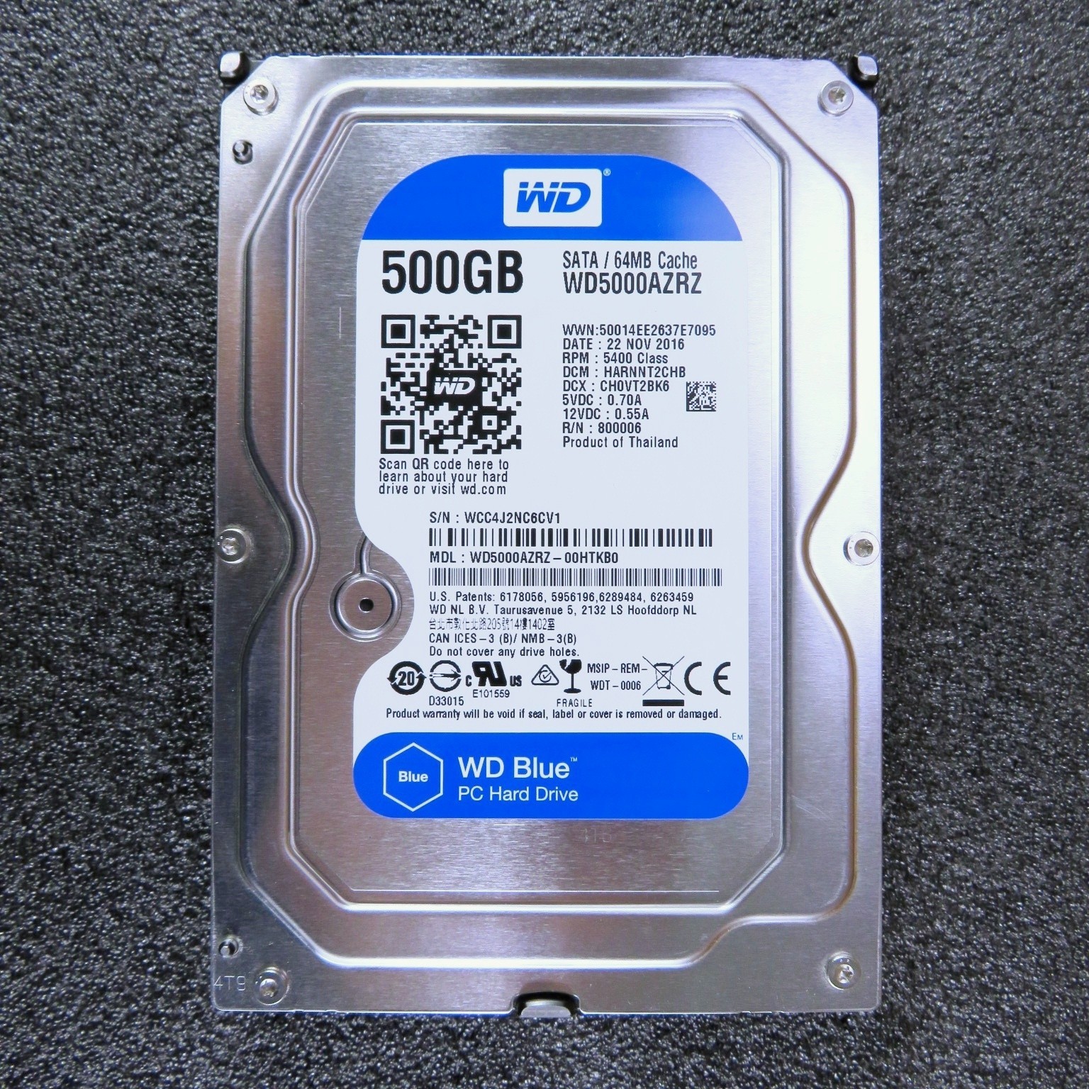 WD Blue 500 GB SATA III Hard Drive / 3.5" / 7200 RPM / 64 MB Cache...Rated Good