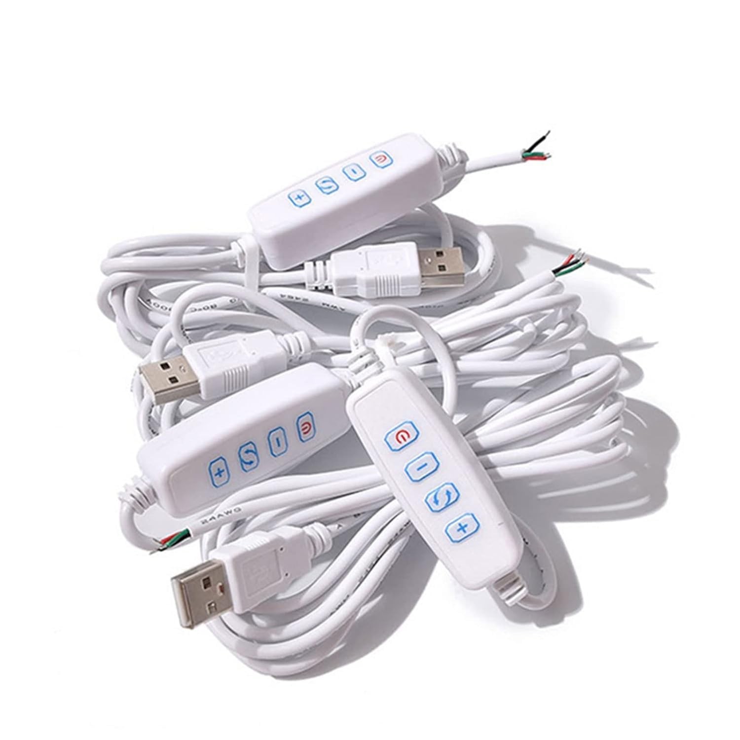 1 Pcs White DC5V USB LED Dimmer Extension Cable with On/Off Switch Adapter...