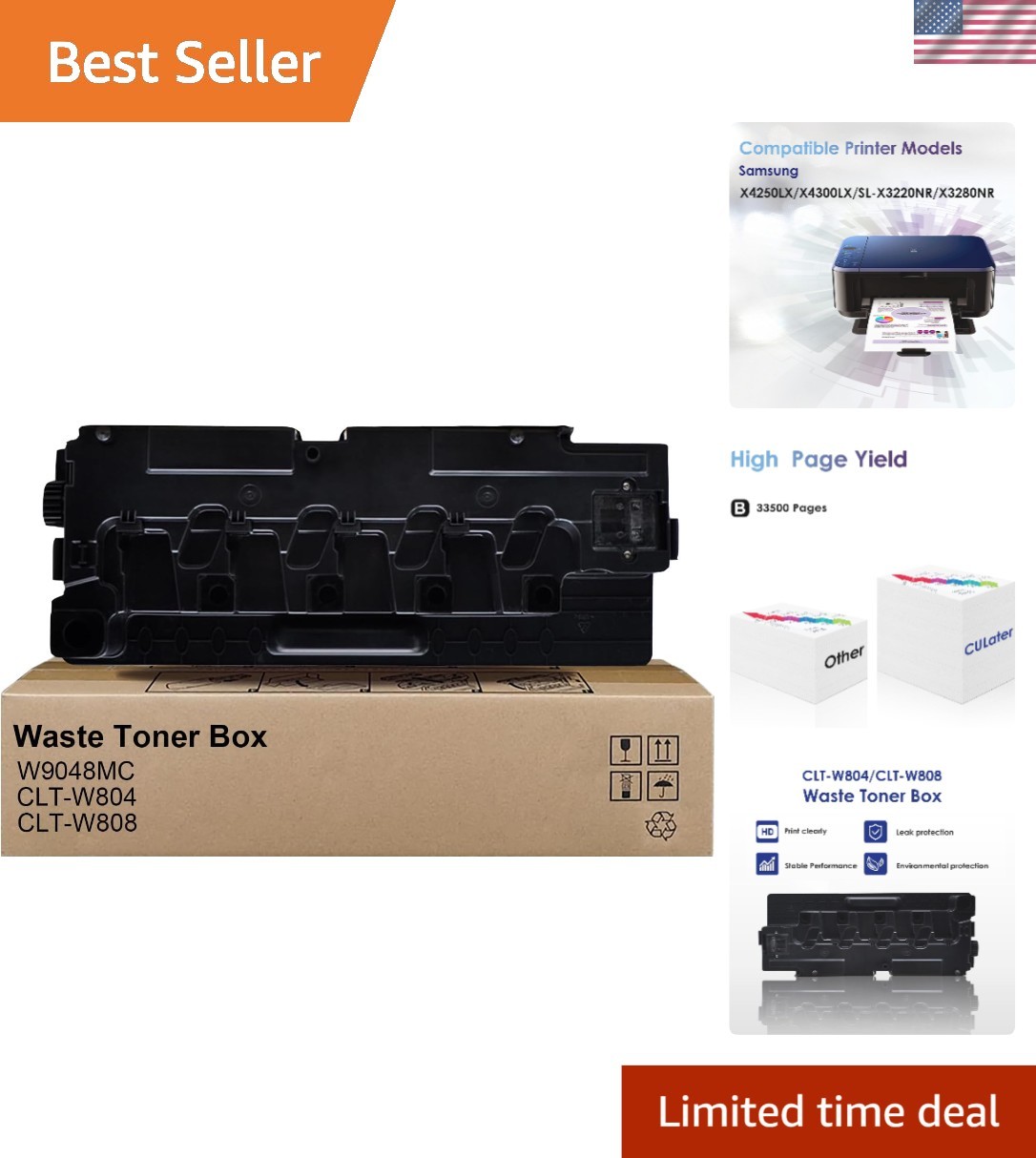 Compatible Waste Toner Container for CLT-W804/W808 & More - 33,500 Yield