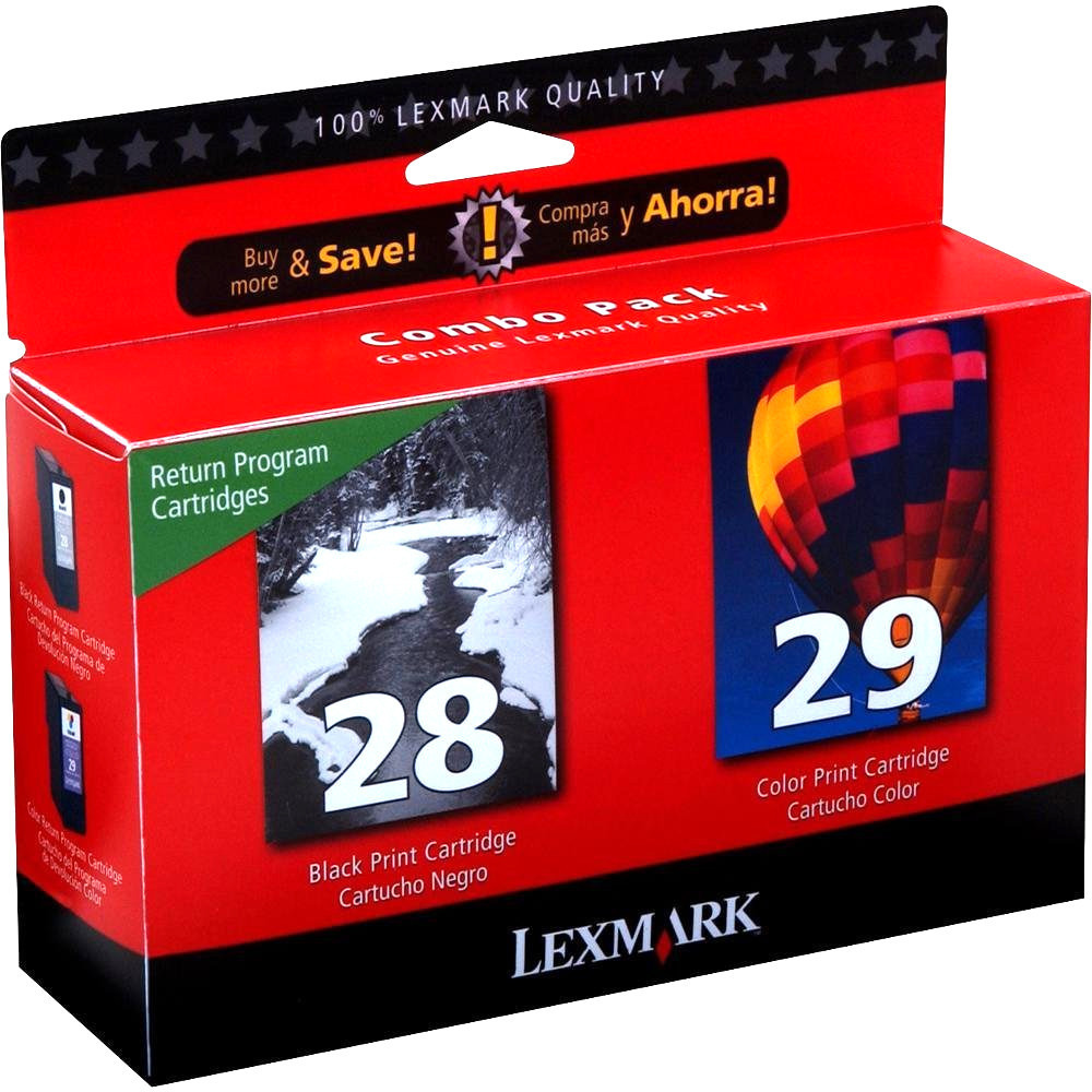 2 Pack Lexmark 28 Black 29 Color Genuine Ink Cartridges For X Series X5495