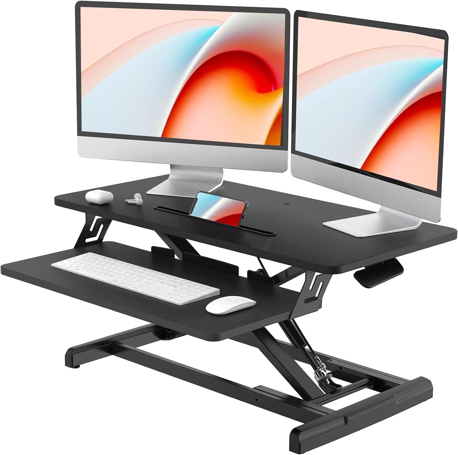 JOY worker Standing Desk Converter, 32" Wide Height Adjustable 32 Inch, Black 