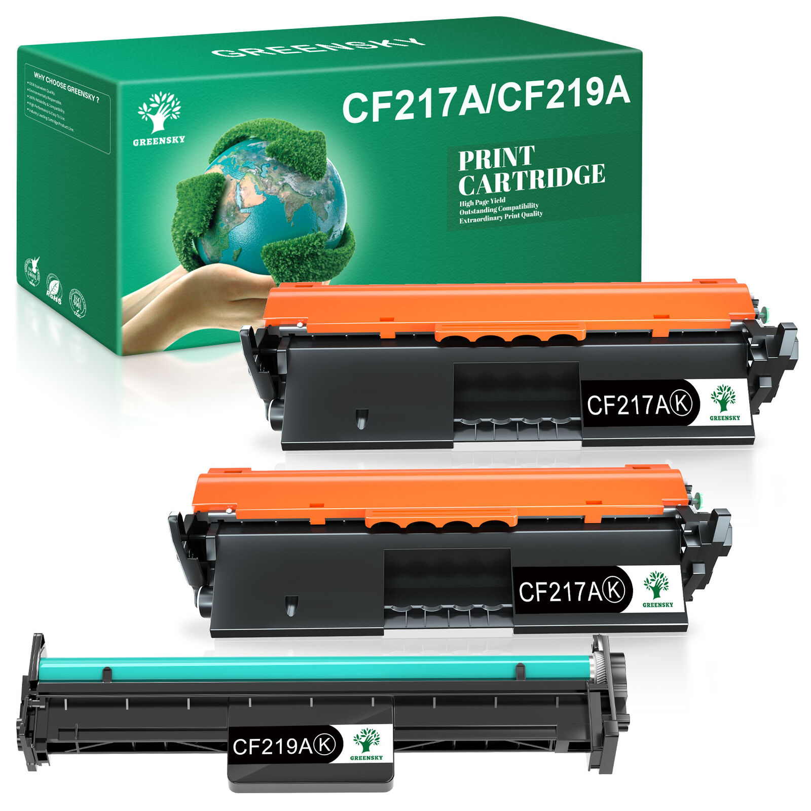 2 Pack CF217A Toner 1x CF219A compatible with HP LaserJet Pro MFP M130nw M130fw