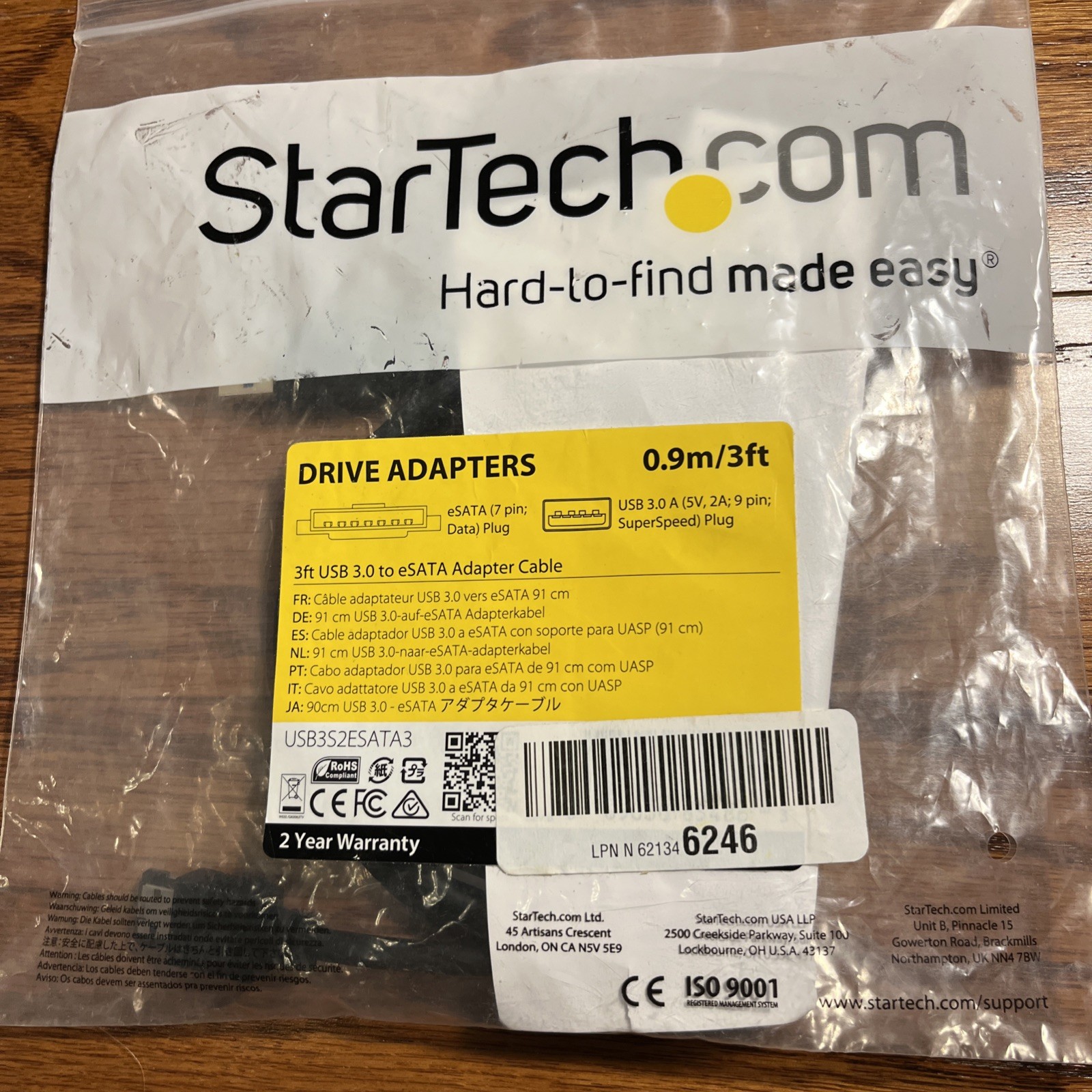 StarTech.com USB3S2ESATA3 Adapter Cable - 3ft eSATA  to USB 3.0 Adapter