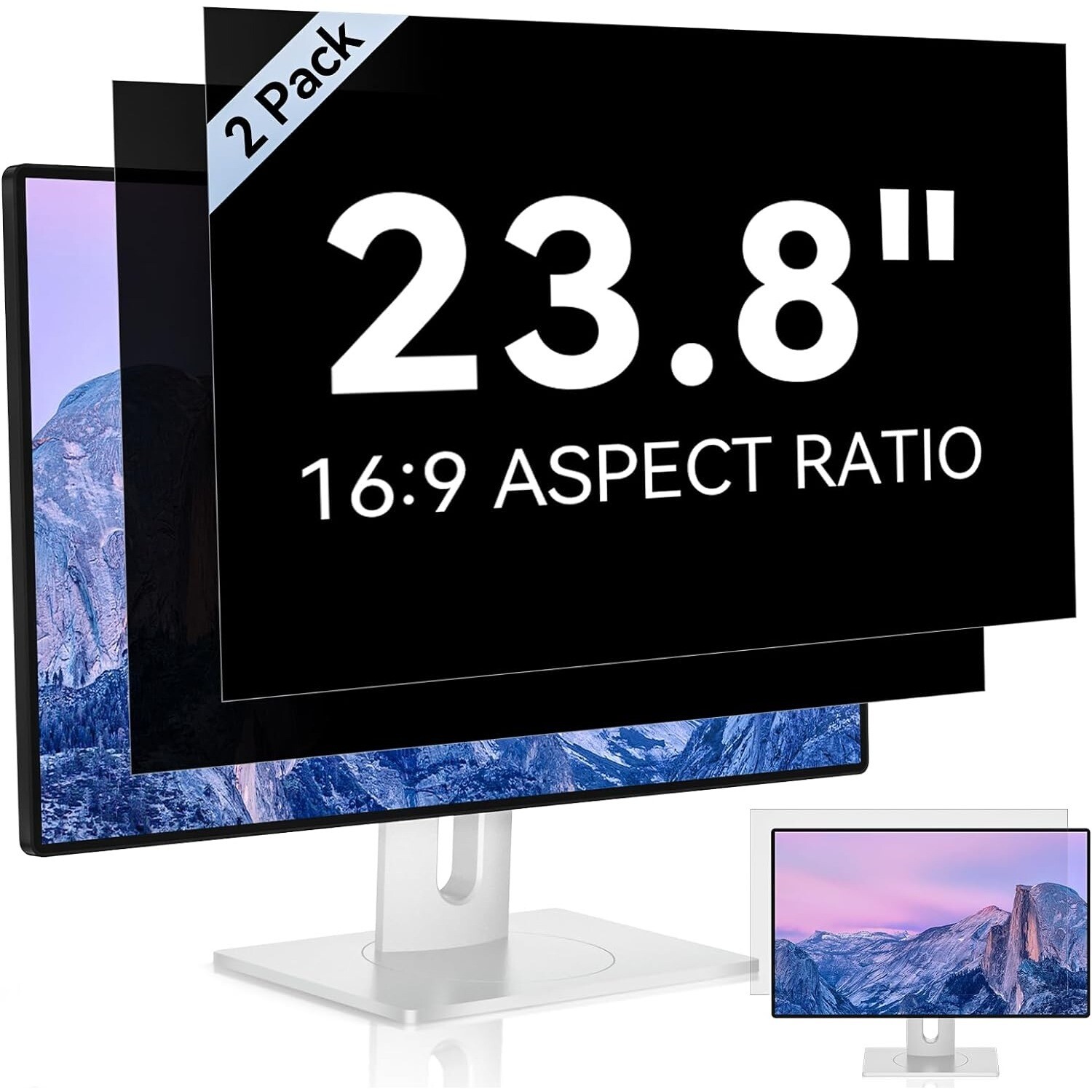 23.8" Computer Privacy Filter 2-Pack Anti-Blue Light Anti-Glare Removable 16:9