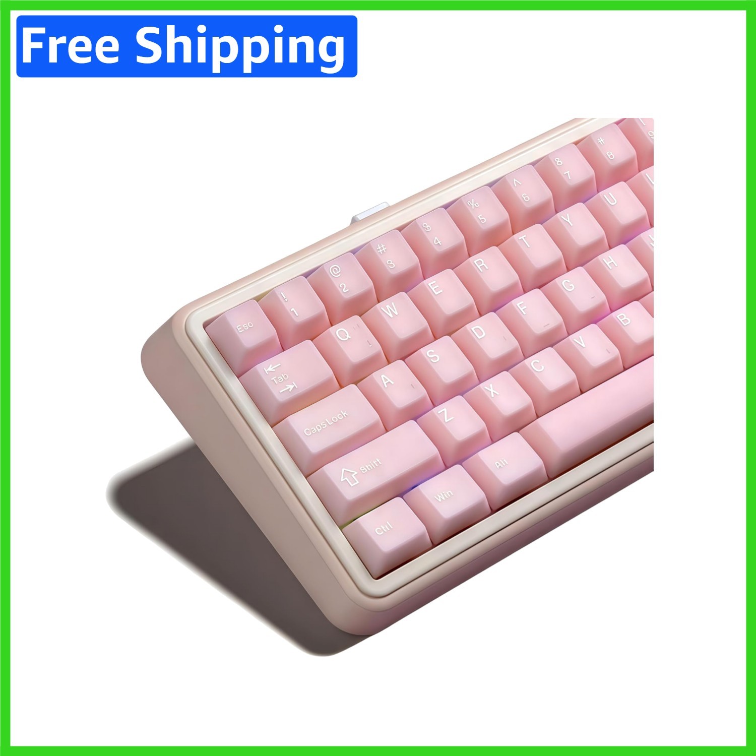 Elegant Pink Jade Double Shot PBT Keycaps Set for 60%-100% Mechanical Keyboards