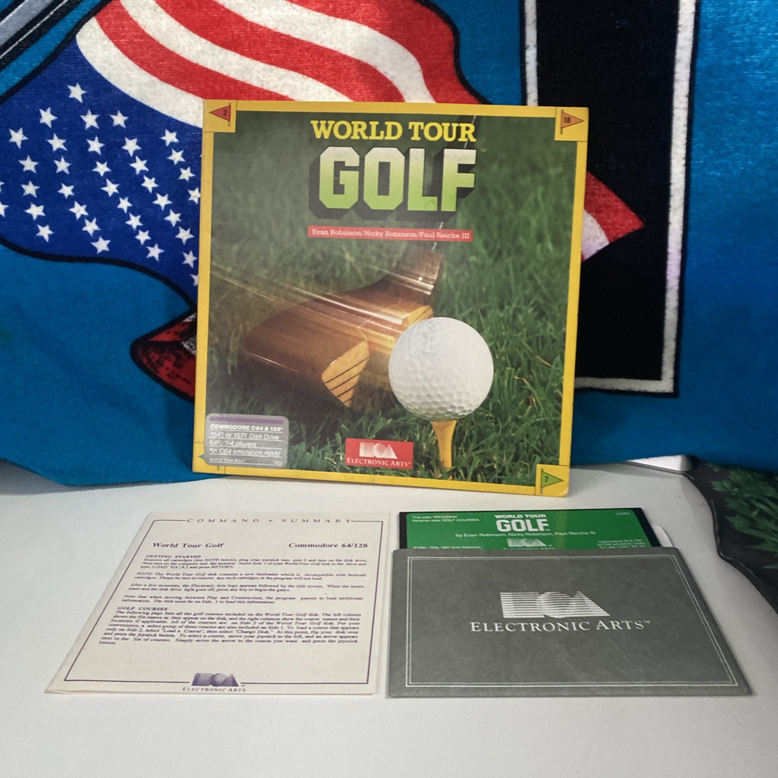 Electronic Arts World Tour Golf Commodore 64 5.25" Floppy Disk Manual Insert 3