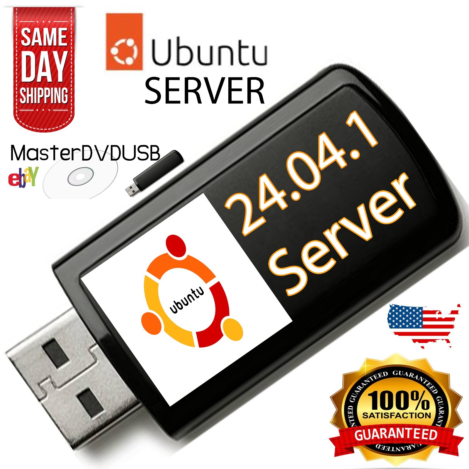Ubuntu Server 24.04.1 LTS Bootable USB (64-bit, Legacy & UEFI Compatible)