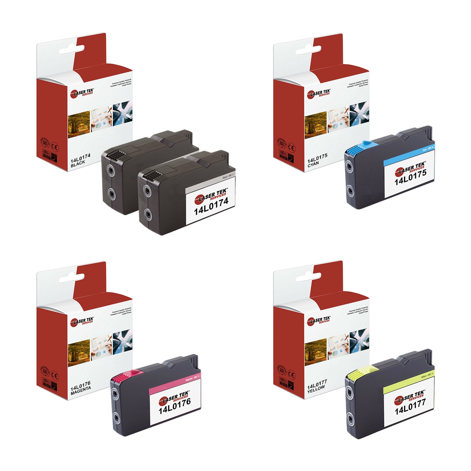 5Pk LTS 200XL BCMY HY Compatible for Lexmark OfficeEdge Pro4000 5500 Ink
