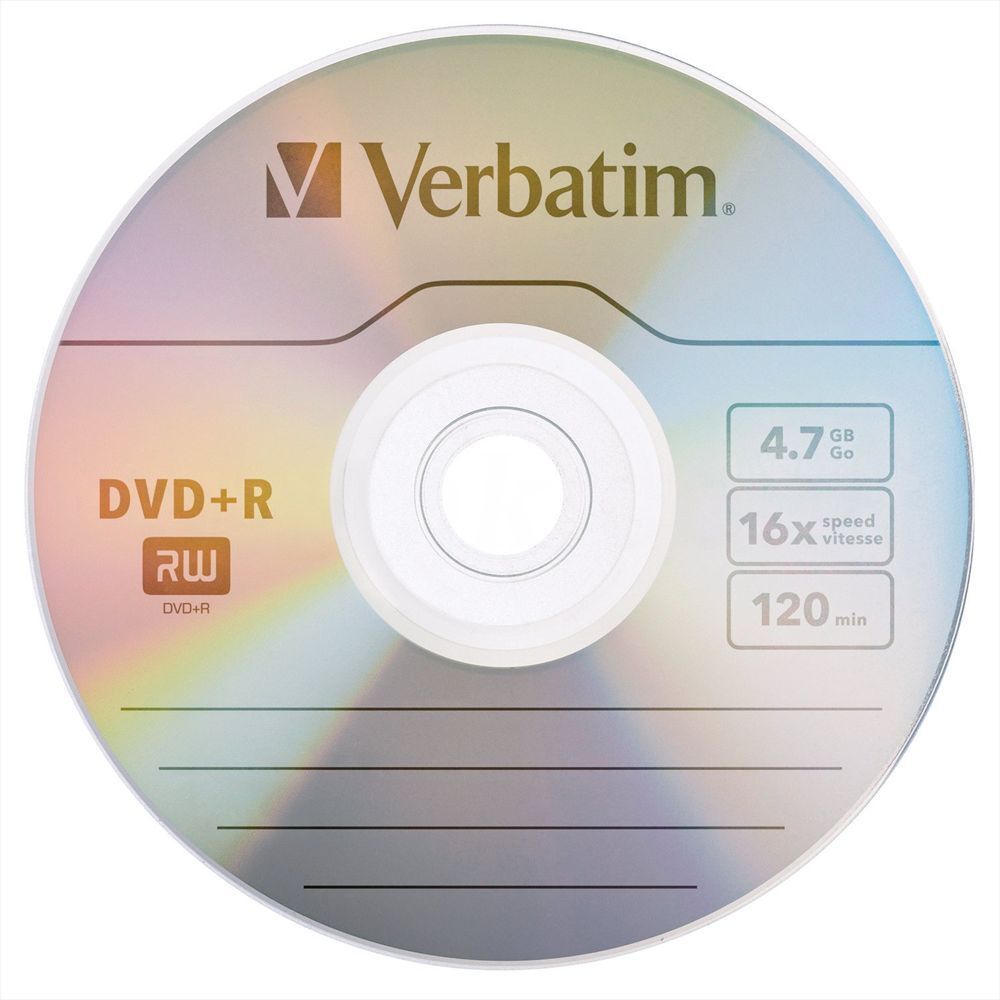 25 VERBATIM DVD+R 16X 4.7GB Silver Branded Logo Media Disc in Paper Sleeves