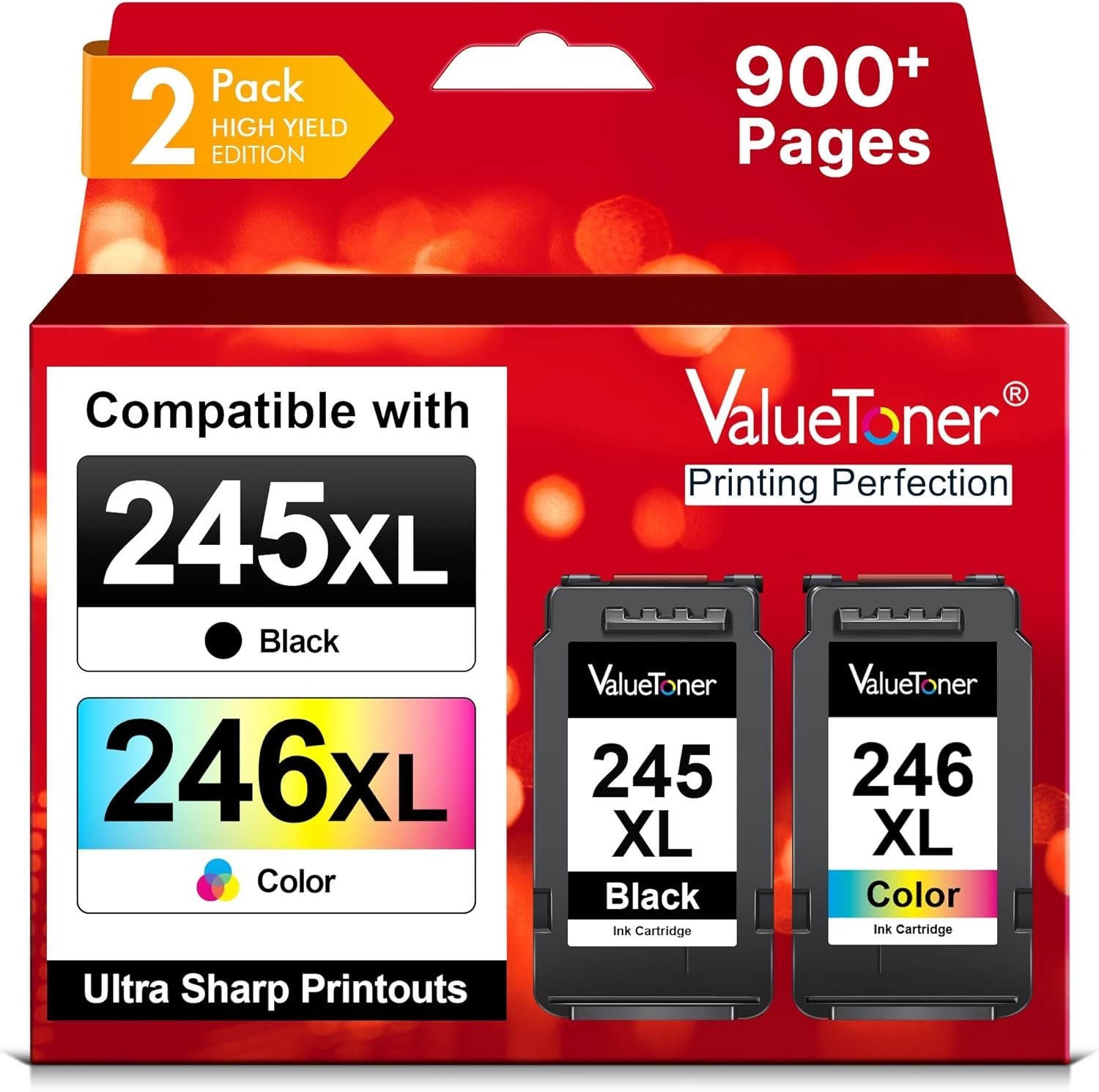 245XL 246XL Ink Cartridge Replacement for Canon Pixma Printer Black Color 2 pack