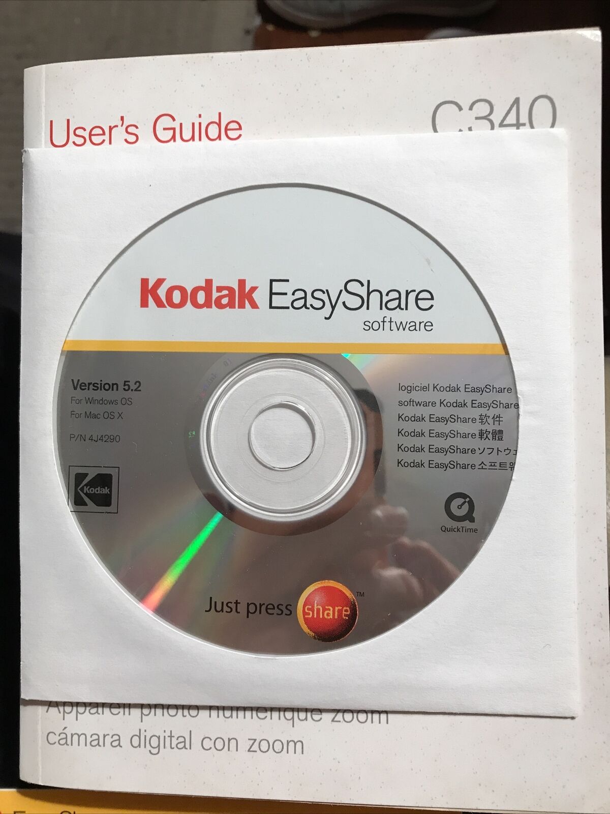 Kodak Easyshare Printer Dock Software CD Version 5.2 And User’s Guide C340