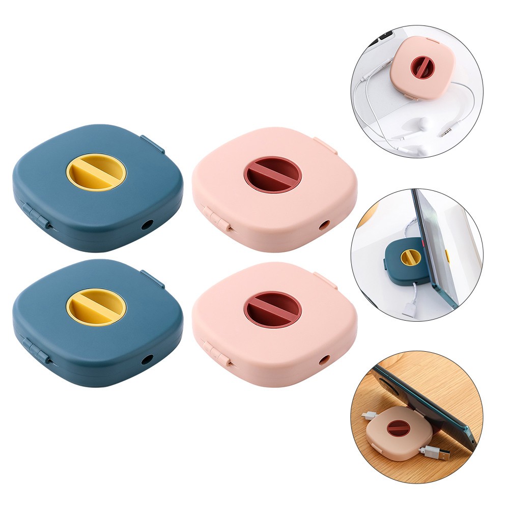 4Pcs Multiuse Data Cable Storage Box Portable Durable ABS Cord Organizers
