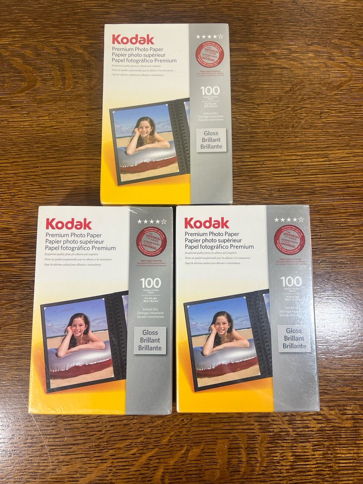 New Lot Of 3 Kodak Premium Photo Paper 100 4\