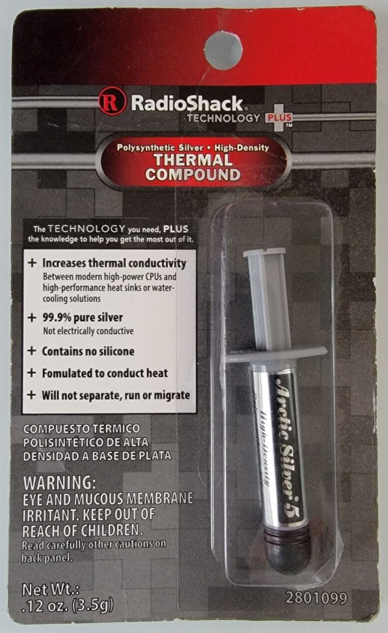 RadioShack Polysynthetic  99.9% Silver High-Density Thermal Compound .12oz 3.5g