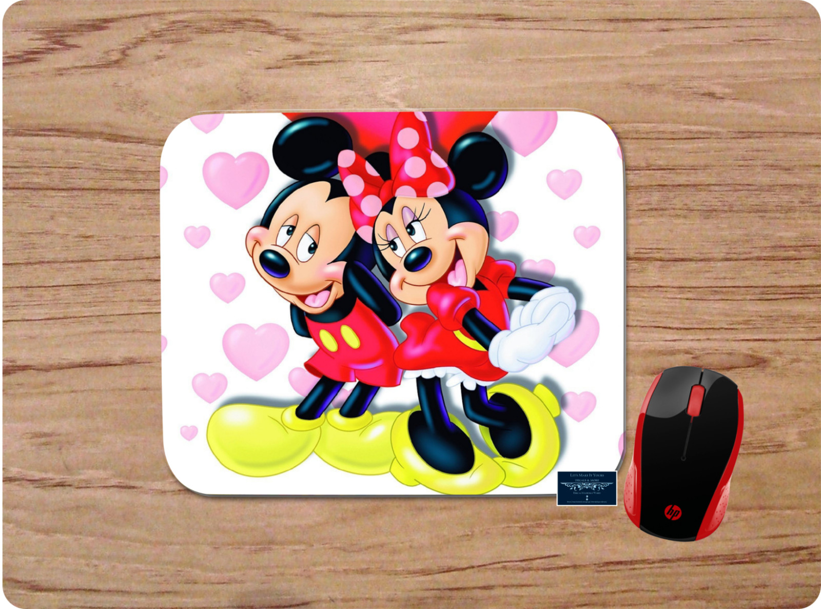 MICKEY MINNIE HEARTS LOVE CUSTOM PC MOUSE PAD DESK MAT HOME OFFICE GIFT