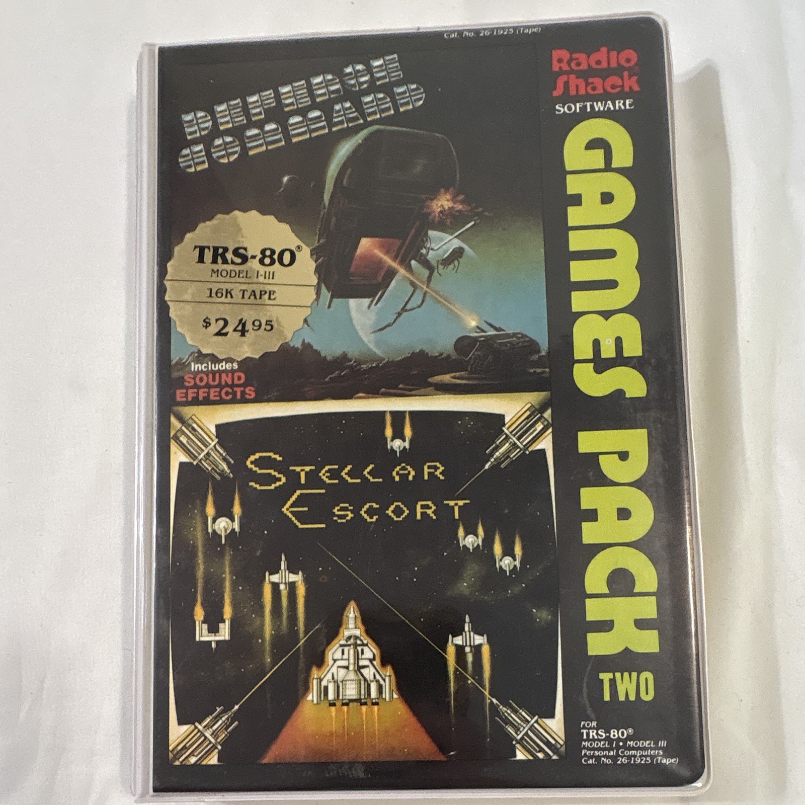 TRS-80 Games Pack Two Defense Command Stellar Escort 26-1925 CIB Tandy