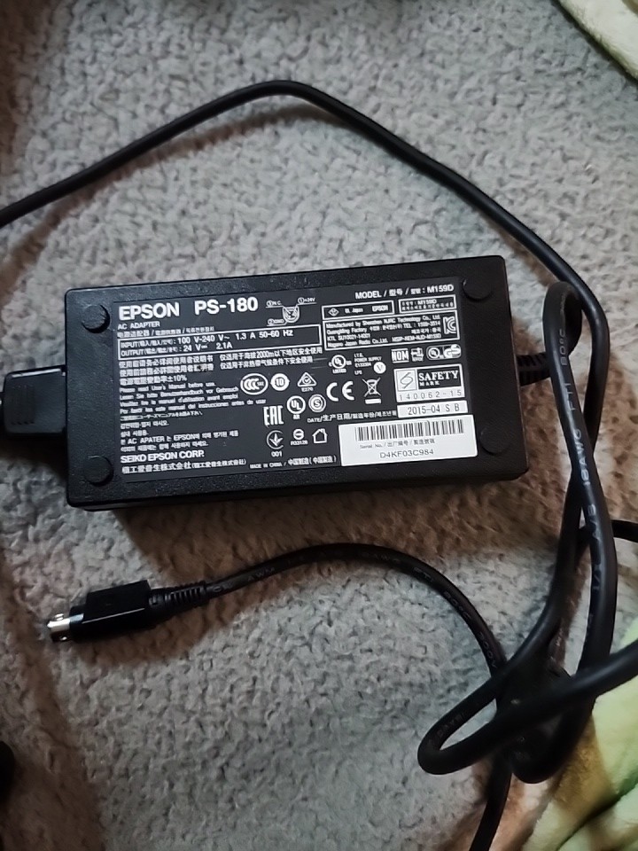 Epson AC Power Adapter PS-180 M159D 24V 2.1A W 110 Wall Outlet Cord/Cable Plug