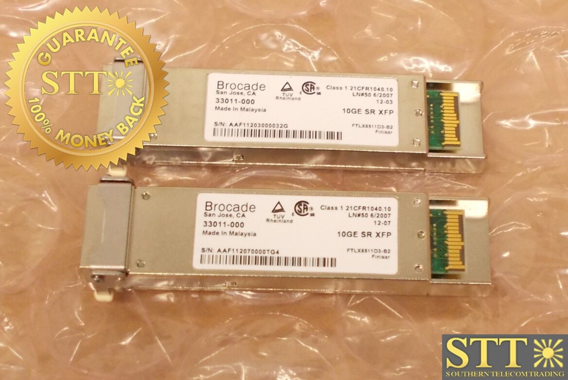33011-000 BROCADE SFP 10GE BASE-SR XFP TRANSCEIVER (LOT OF 2)