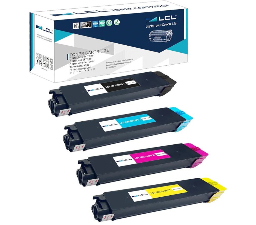 Lot of 4 LCL Toner Cartridge Replacement For MX-C40NT - B/C/Y/M  