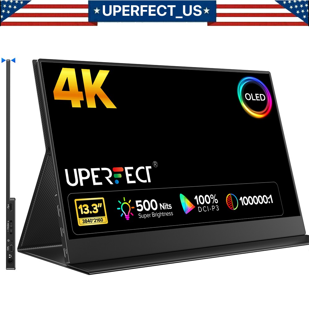 UPERFECT 13.3" OLED Portable Monitor 3840*2160 4K Screen w/HDMI & Type C Display
