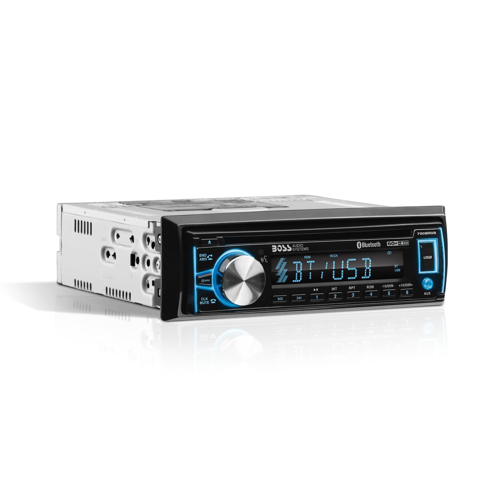 Single DIN Bluetooth Car Stereo CD Player USB AUX Input Multicolor Illumination