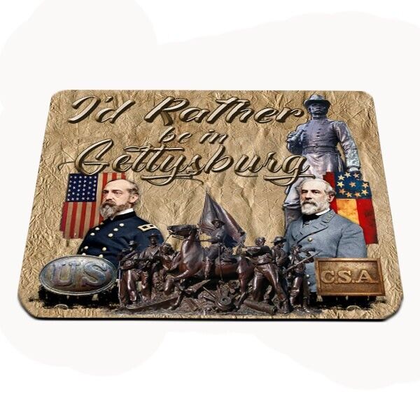 I\'d rather be in Gettysburg Lee and Meade American Civil War themed mouse pad