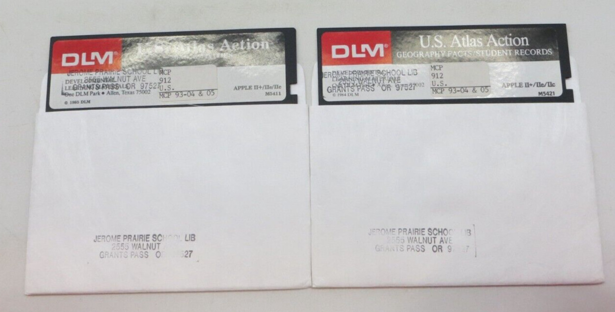 APPLE II+/IIe/IIc 5.25" Floppy Disks U.S. Atlas Action - Map Activities 1985 