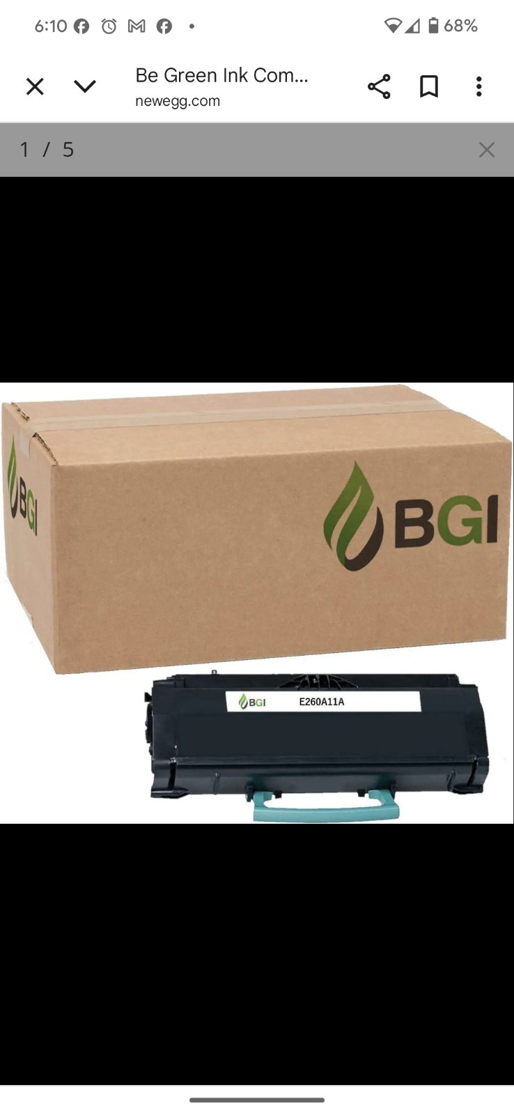 Be Green Ink Compatible Replacement Black Toner Cartridge for Lexmark E260,...