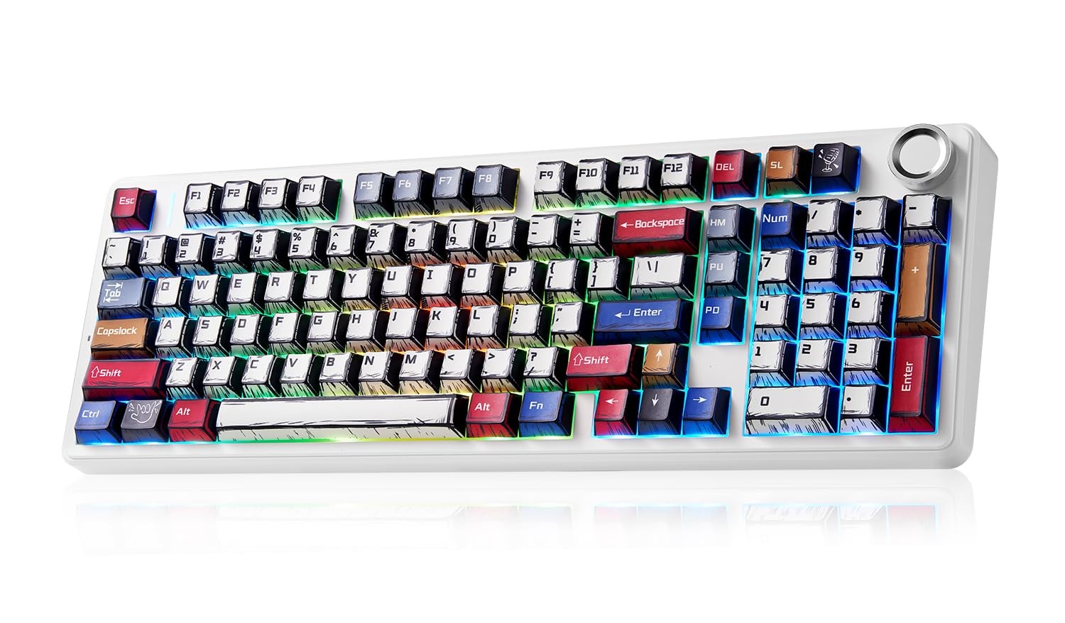 AULA F99 Pro Wireless Mechanical Gaming Keyboard RGB Backlit Hot Swappable White