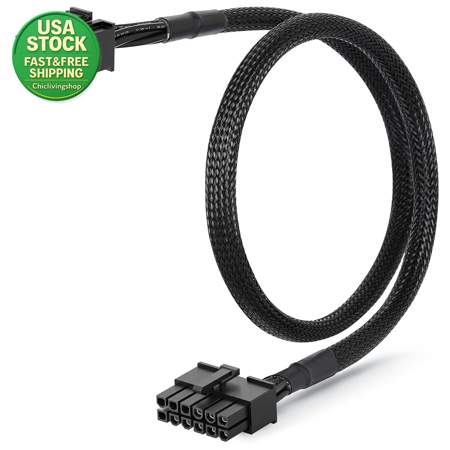 12 Pin to 6+2 Pin GPU Power Cable for Be Quiet PSU 18AWG Tinned Copper 2Ft