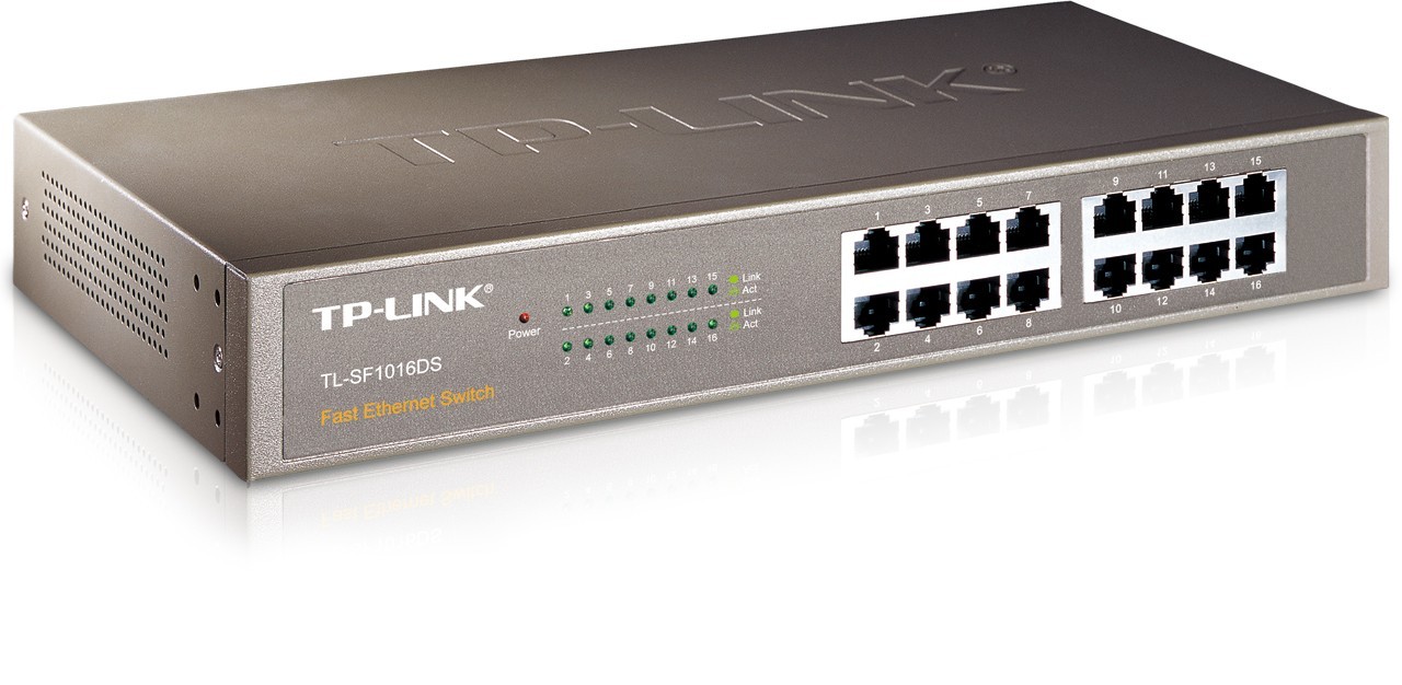 TP-LINK - 16-port Unmanaged Fast Ethernet Rackmount Desktop Switch - TL-SF1016DS