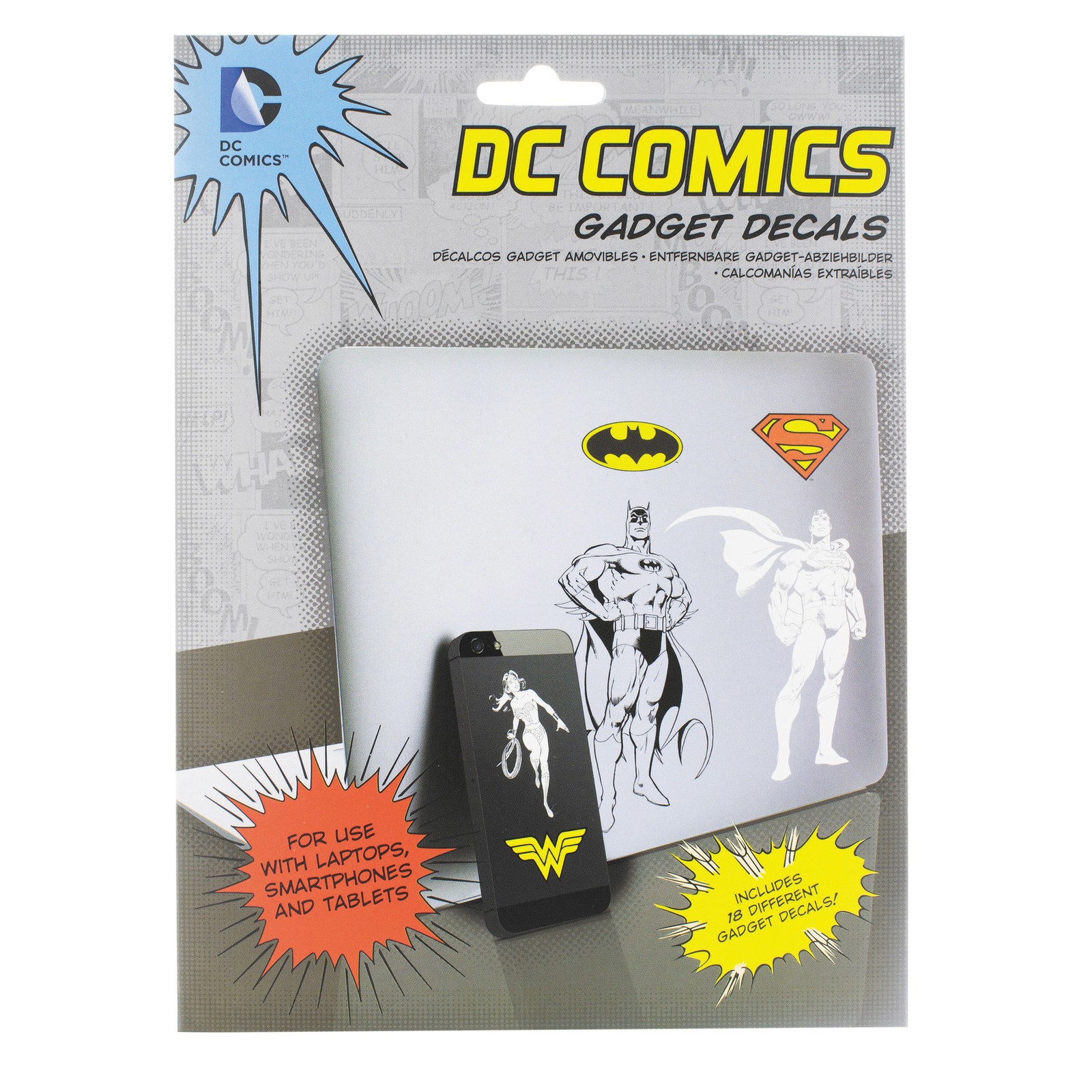 DC COMICS GADGET DECALS Licensed Superhero Laptop Iphone Stickers *FREE DELIVERY