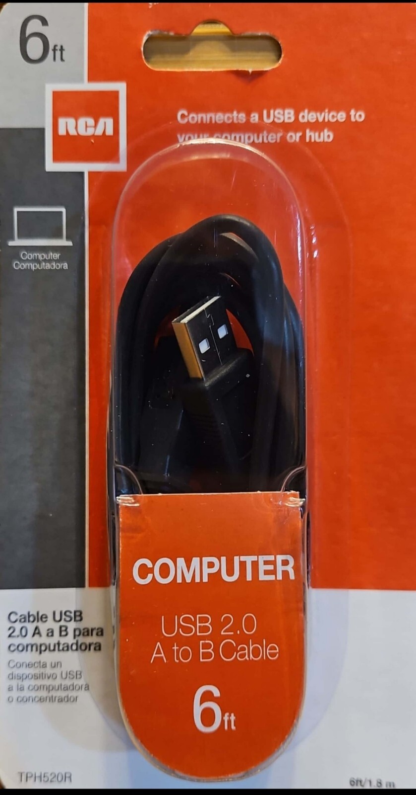 RCA Computer USB 2.0 A to B Cable 6-Feet (TPH520R) Connect USB To Computer / New
