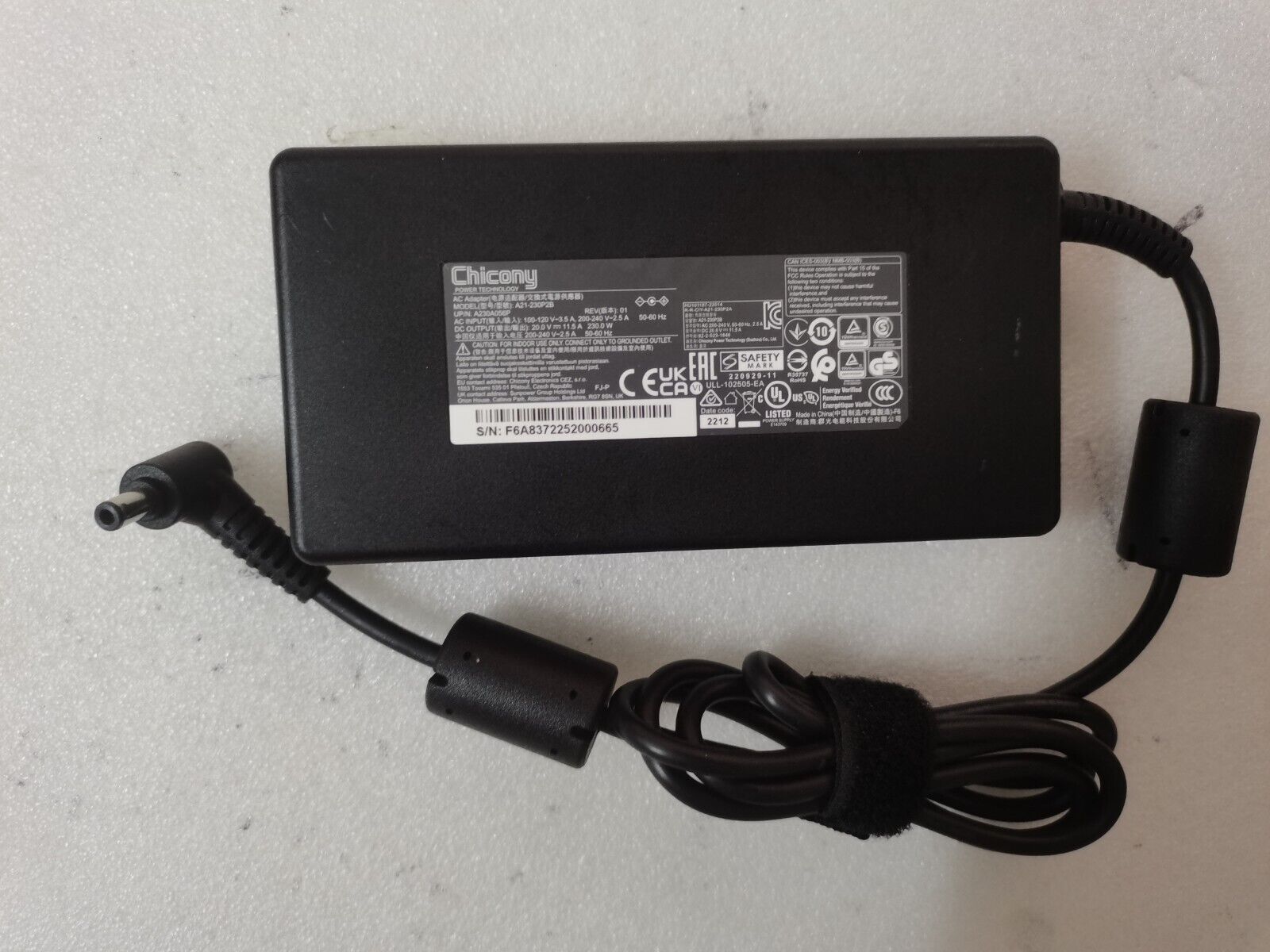 OEM Slim 20V 11.5A A21-230P2B for MSI WS75 10TM-492 5.5*2.5mm 230W AC Adapter