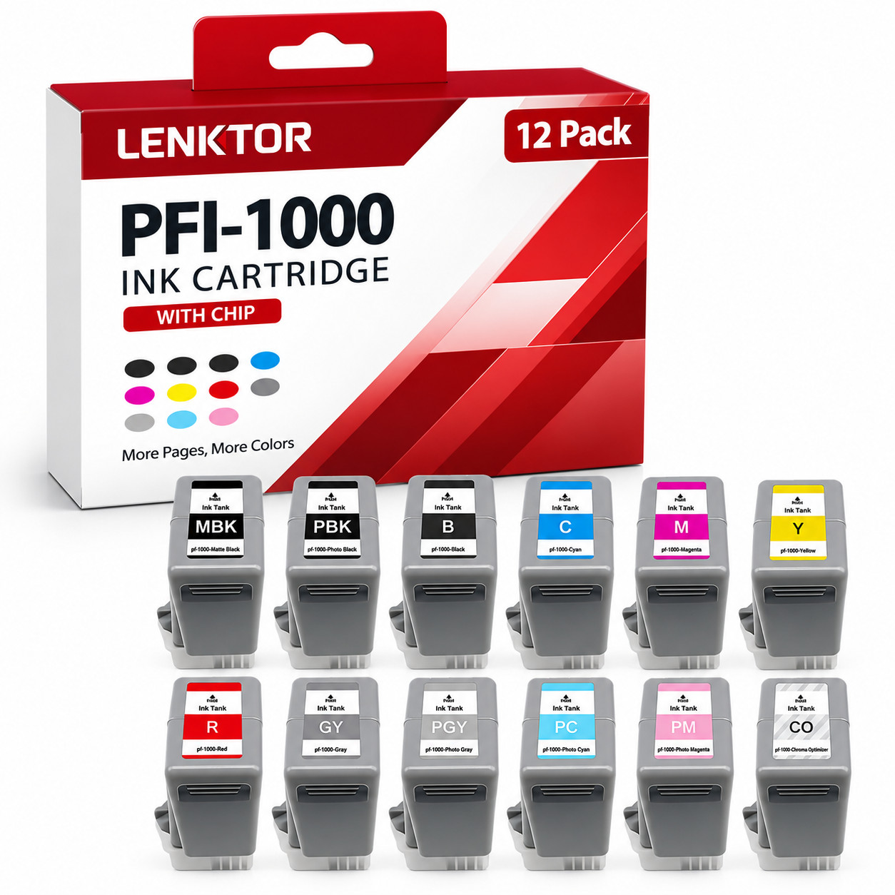 PFI-1000 12PK 80ML 12 Color Pigment Compatible Ink fit for imagePROGRAF PRO-1000