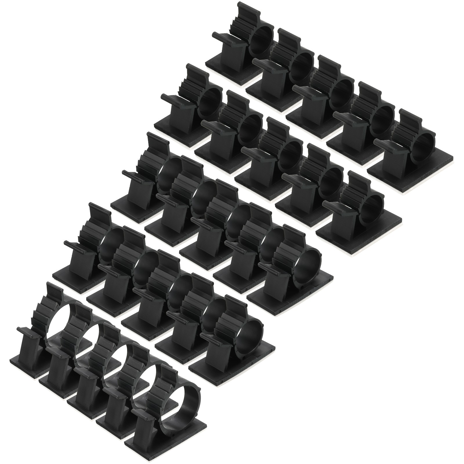 50Pcs Cable Management Clips, 8-25mm Dia Self Adhesive Nylon, Adjustable Black