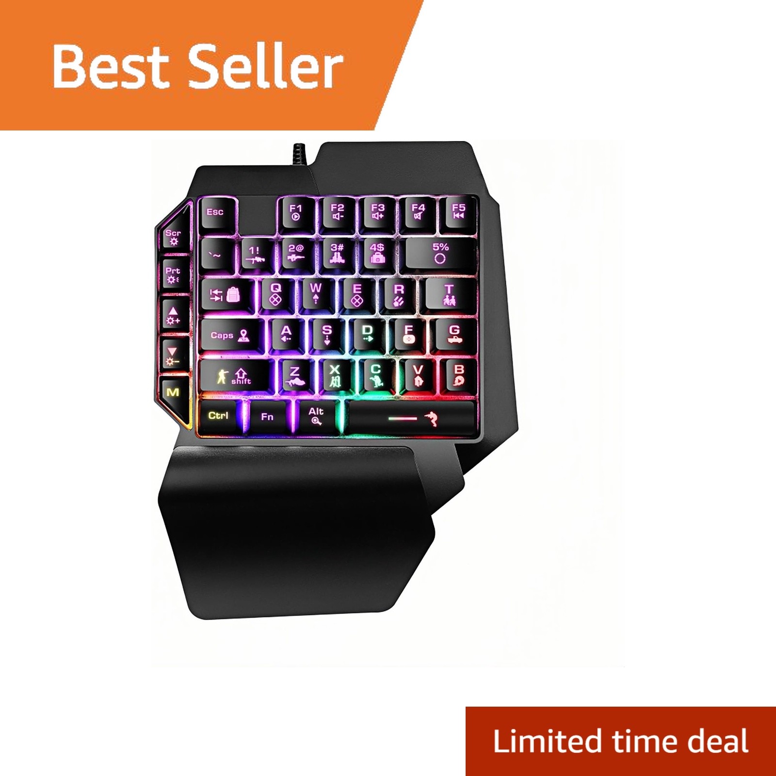 Guiheng Wired Keyboard Rainbow LED Black
