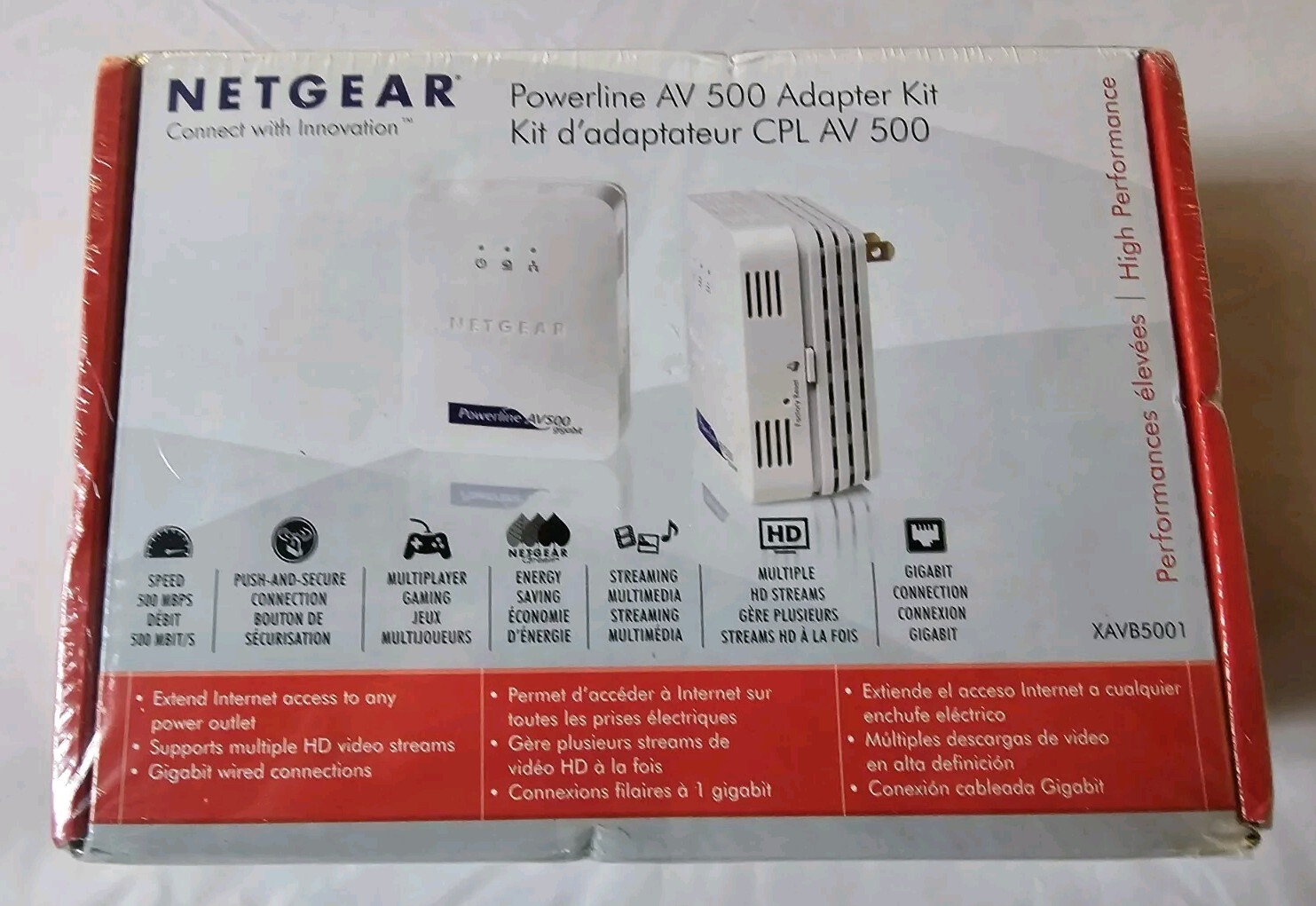 Netgear XAVB5001-100NAS Powerline AV 500 Adapter Kit SEALED