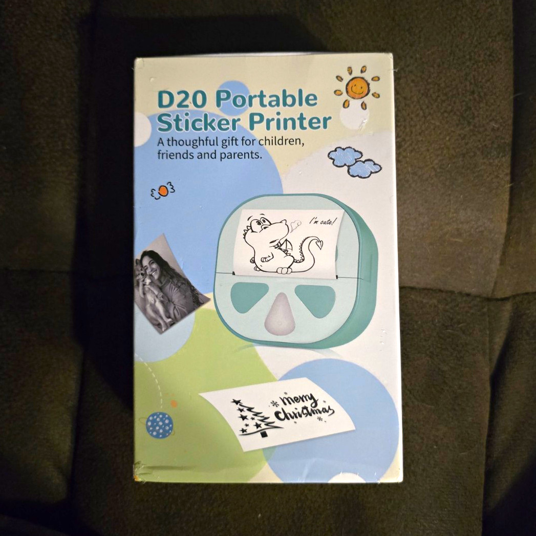 NDYIN D20 Portable Thermal Sticker Printer Mini Printer, B&W, 57mm Paper