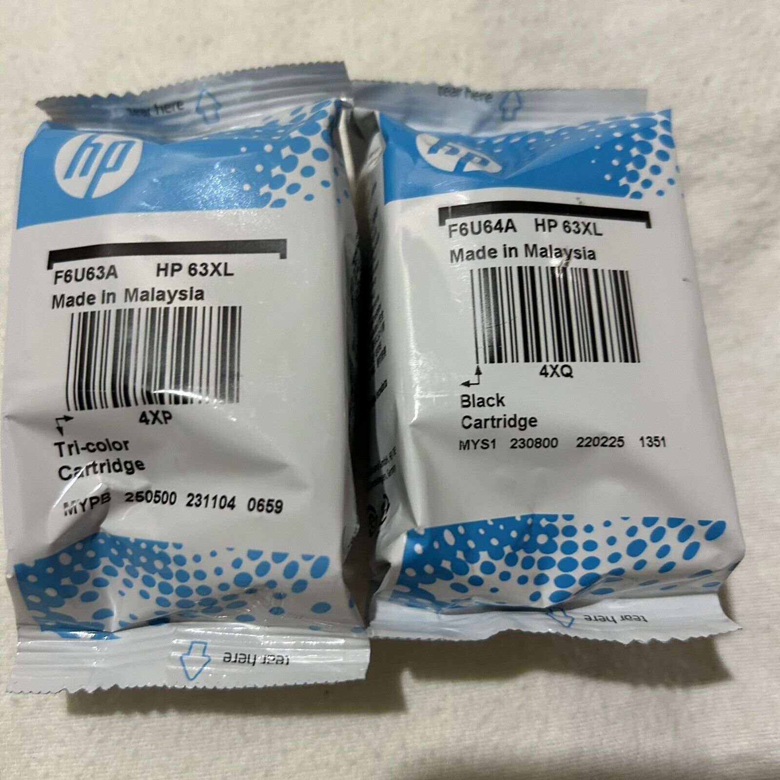 Lot Of 2 Genuine HP 63XL Black And 63XL Tri-color Ink Cartridges  Sealed