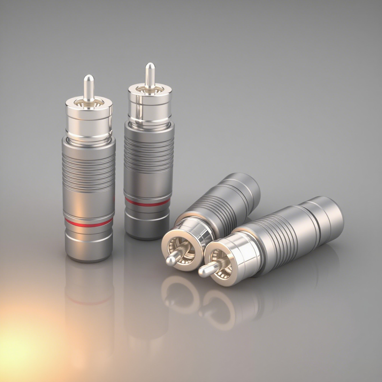 4pcs Pure Copper with Silver Plated RCA Audio Plug HIFI Audio Cable Connector