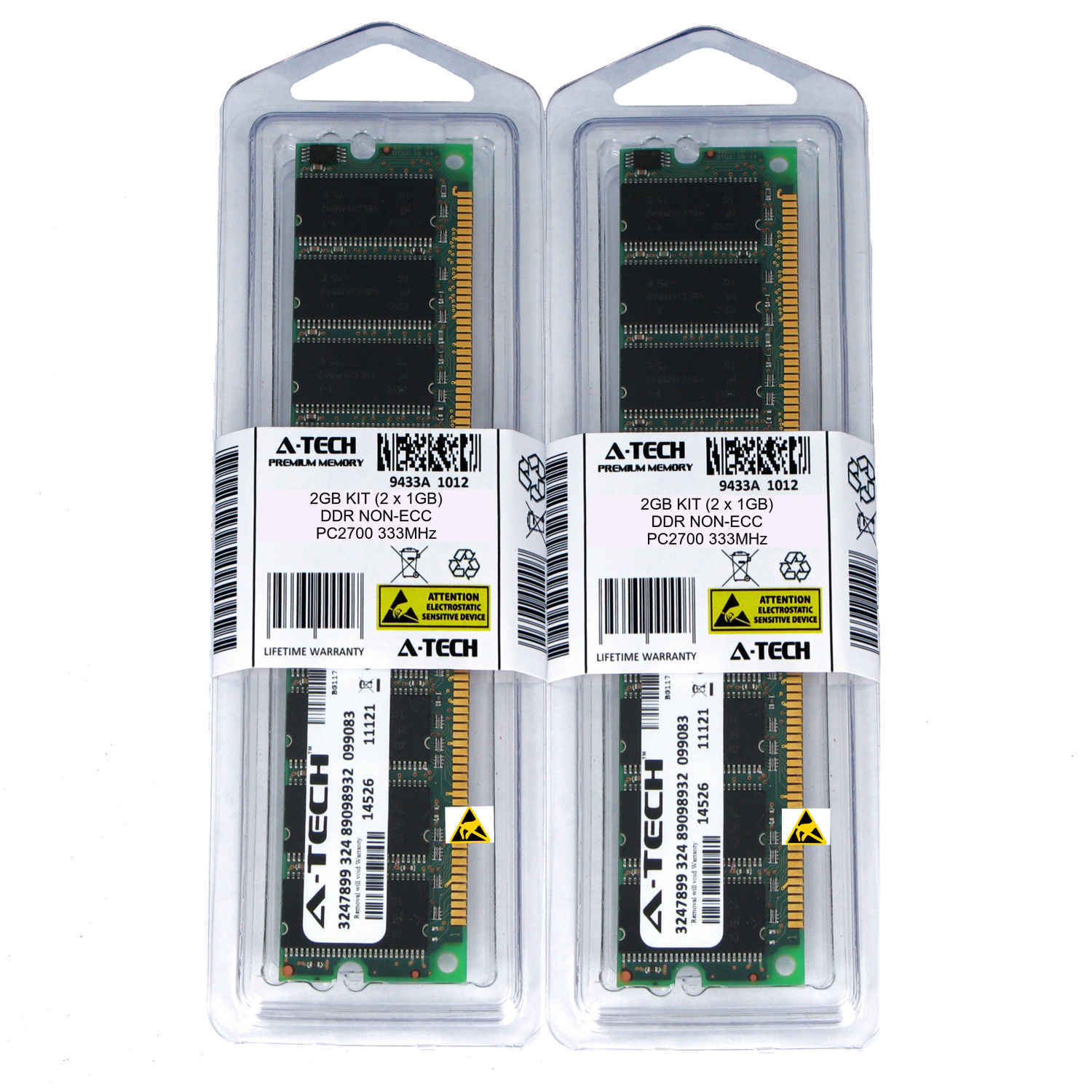 2GB 2 x 1GB DDR 1 Desktop Modules 2700 Low Density 184pin 184-pin Memory Ram Lot