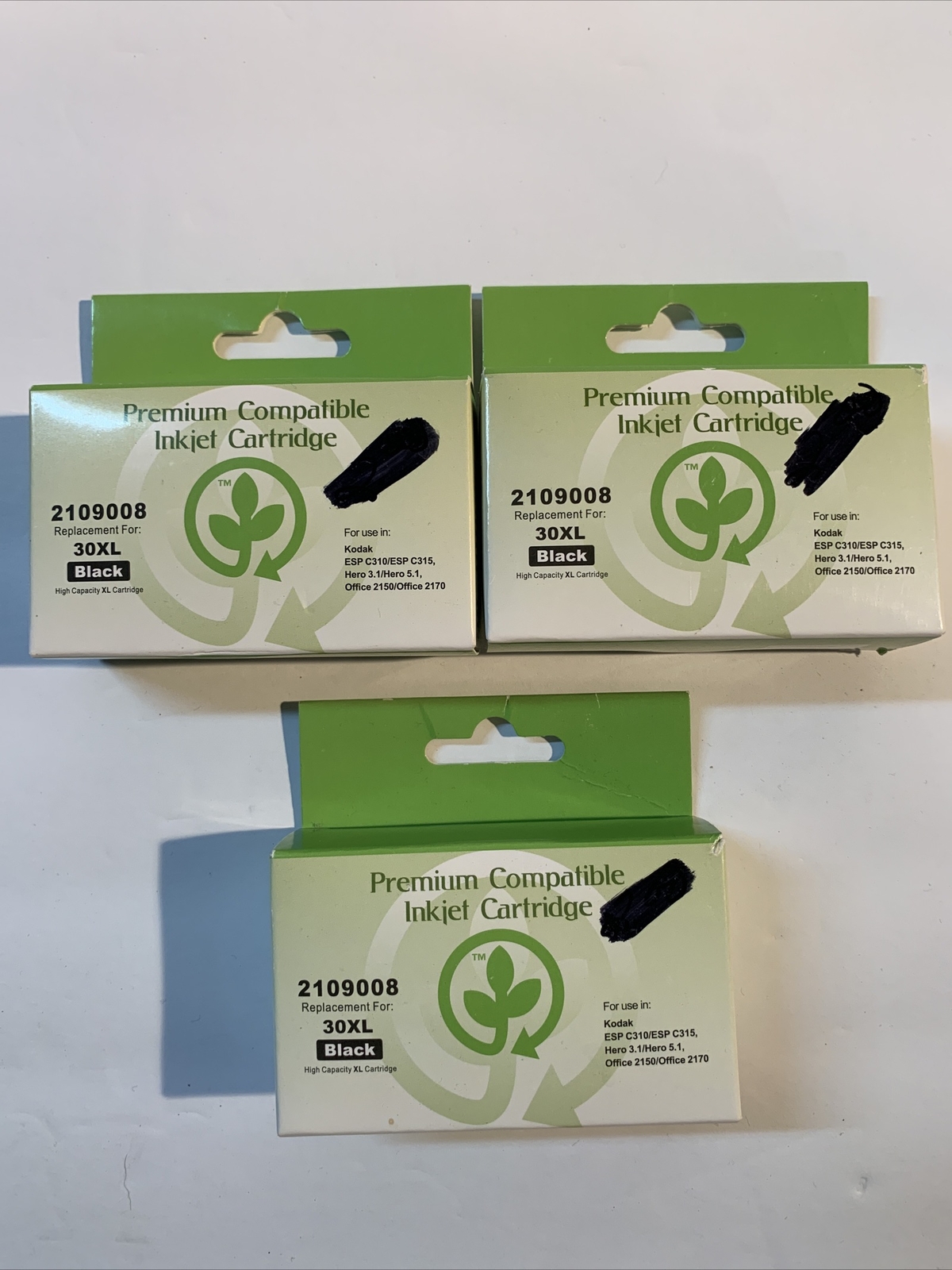 (3) Premium Compatible Inkjet Cartridge Kodak Black 30XL 19ml #2109008 EXP 2015