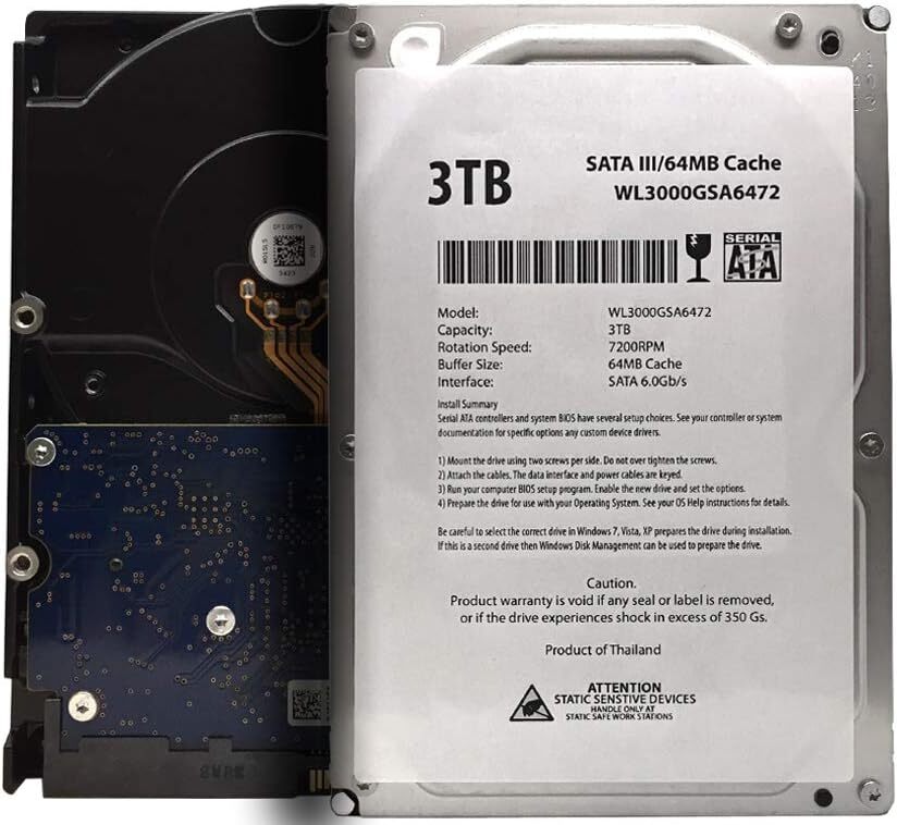 Wl 3Tb 7200Rpm 64Mb Cache Sata Iii 6.0Gb/s 3.5" Internal Desktop Hard  Personal 