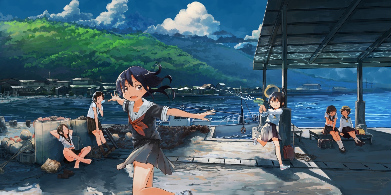 Landscape  sea clouds hills Custom Gaming Mat Desk