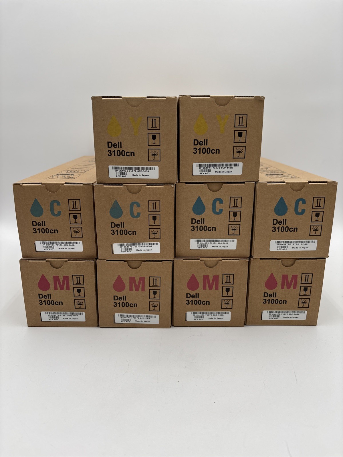 Dell 3100cn Cyan Magenta Yellow GENUINE New Open Box Made In Japan LOT Of 10