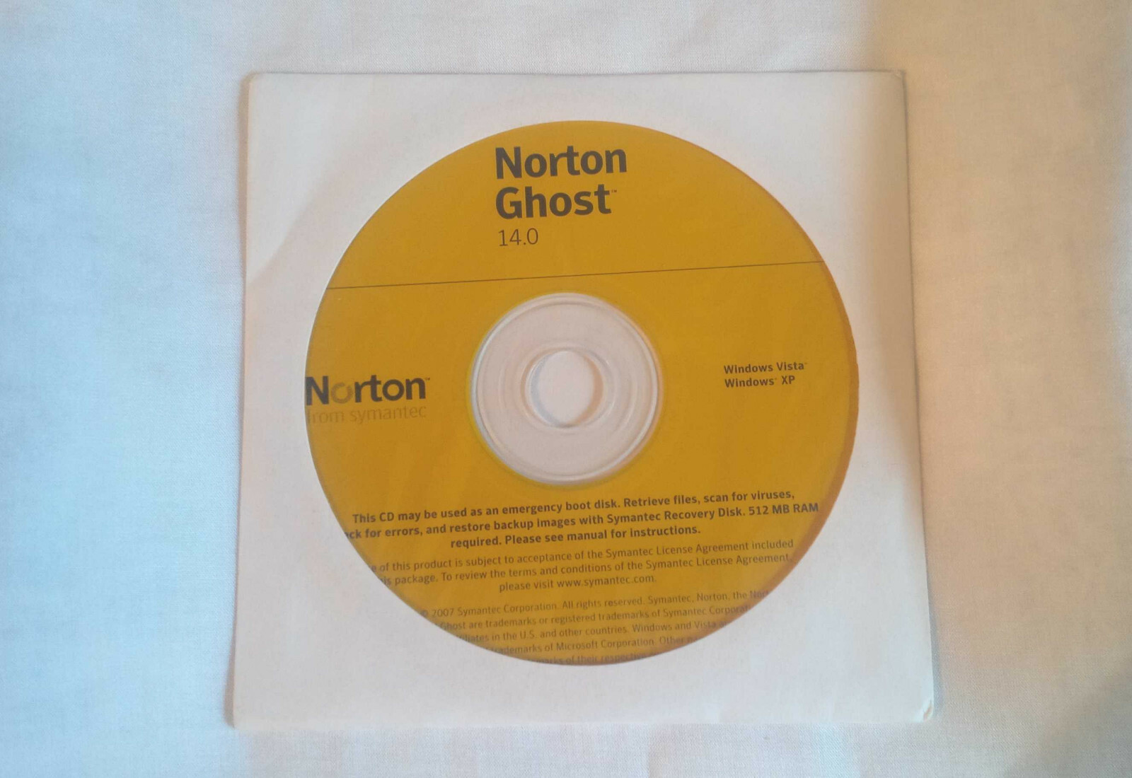 NEW Symantec Norton Ghost 14.0 CD W/ Product Key FOR Windows VISTA & XP ONLY